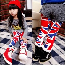2014 autumn new fashion England flag pattern 100% cotton child children girl female Render pants girls legging