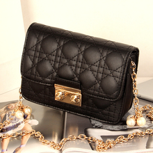 Genuine purchasing 2016 new handbag shoulder messenger bag Lingge Diana package pearl chain bag mini-packet of high-quality