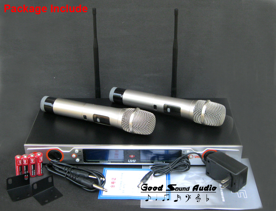 Professional 150m Cordless Distance Dual Channel UHF Handheld Wireless Microphone Mic System For Karaoke Vocal Speech