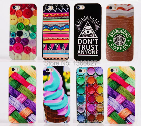 For iPhone 5S case Button Ice cream Colour cloth pattern PC Hard Back Case Cover For
