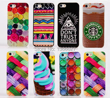 For iPhone 5S case Button/Ice cream/Colour cloth pattern PC Hard Back Case Cover For iphone 5 5g Mobile Phone case SJK0777