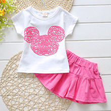 Cute Girls Clothes Baby Girls Summer Short Sleeve T-Shirt Top and Pantskirt 2PCS Kawaii Kids Girls Children Set