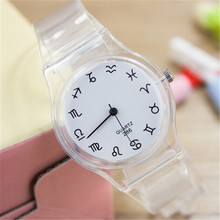 Hot 7 Styles Couple Dress Watches Unisex Durable Transparent Plastic Watches Analog Quartz Children Students Watches