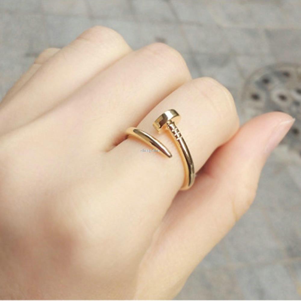 No Mini order Celebrity Style Screw Nail Finger Ring Women Fashion Jewelry Silver Plated Gold Plated