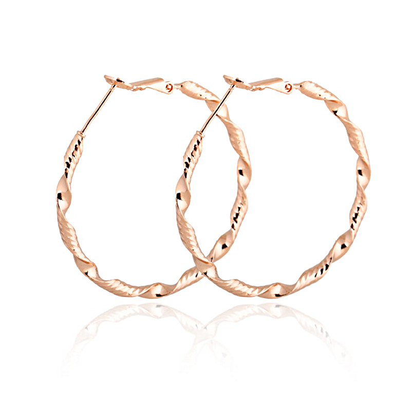 Charms Hot Sale Yellow Gold & Rose Gold & Silver Big Wave Distorted Hoop Earring for Womens ...