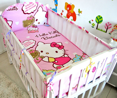 Promotion 5pcs Cartoon Baby Bedding Sets For Boy Girl Baby Crib