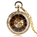 Antique Style Gold Open Face Roman Numbers Mechanical Hand Winding Pocket Watch Fashion Luxury Men Pendant