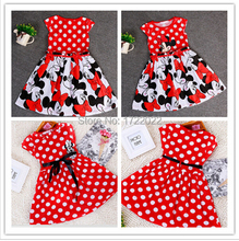Free shopping 2015 New summer dress Minnie Mouse Dress girls clothes printing dot sleeveless dress dress girl fashion