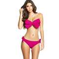 2016 Hot Sale Women Sexy Swim Wear Solid Swimwear Bikini Big Bow Bandeau Beach Wear Halter