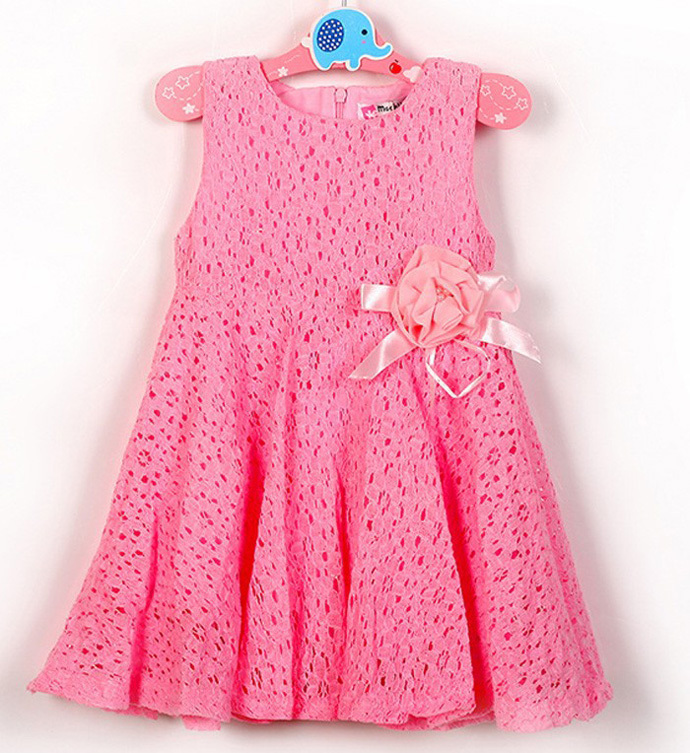 Baby girls dress summer style wholesale 2015 Little girls dress pink Sleeve frock children clothing cute fantasia infantil nina