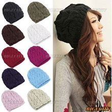 Free Shipping Fashion New  Women LadiesCable Knit Knitted Crochet Beanie Hat Cap 9 Colors