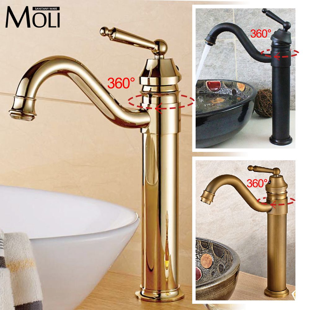 Vintage Style antique faucet black and army green tall bathroom faucets brass finish washbasin taps