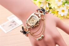 Reloj Mujer 2015 New Fashion casual Lady Luxury Chain Pendant Clover Bracelet Watches Women Quartz