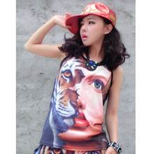 New Fashion Women Tupac Shakur T Shirts Harajuku Shirts Casual 3D Character T-shirts Hip Hop Hippie Tiger Guitar Tops Tees Girls