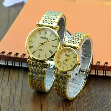 De moda coreana de oro relojes amantes parejas relojes de pulsera mujer hombre ocasional del reloj Vintage