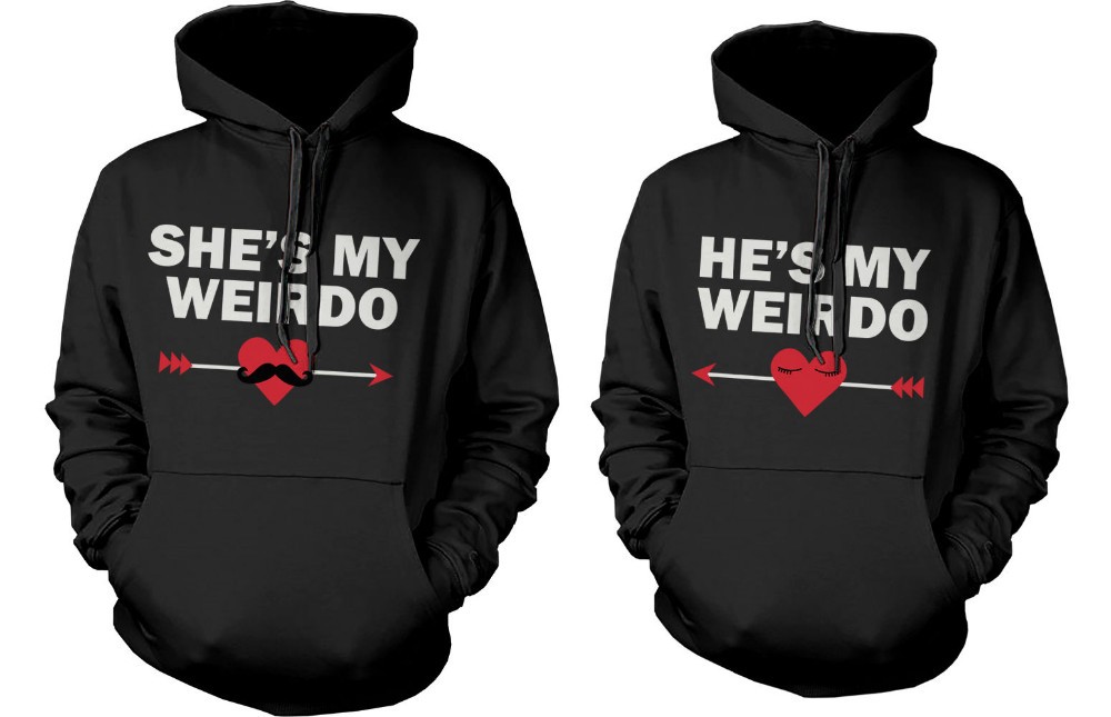 Matching Couple Hoodies - She\'s My Weirdo, He\'s My Weirdo Couple Sweatshirt Set