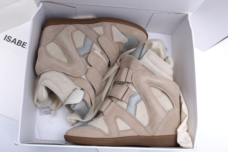 Isabel Marant suede sneakers beige height increasing womens fashion sneakers wedge shoes 2015 new style fashion