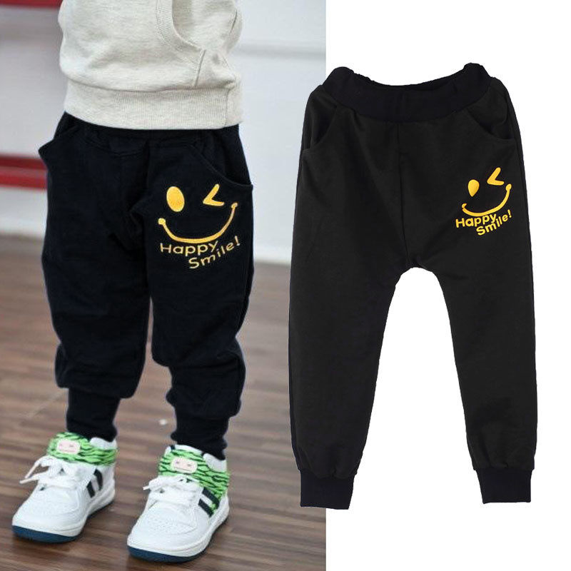 Hot Wholesale New Children Kids Autumn Winter Pants Casual Pocket Boys Girls Smiling Faces Harem Pants