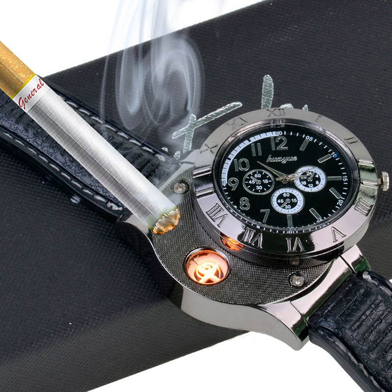 2-In-1-Rechargeable-USB-Watch-Lighter-Electronic-Cigarette-Lighter-USB-Charge-Flameless-Cigar-Wrist-Watches