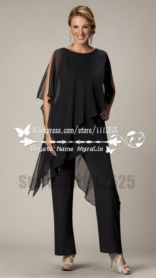 Buy AMP1146 Black chiffon mother of the bride pant