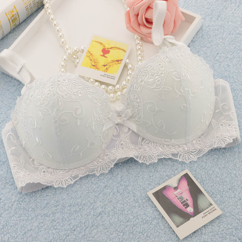 cotton bow embroidered flowers push up BC cup bra set sexy lingerie underwear bra set 12