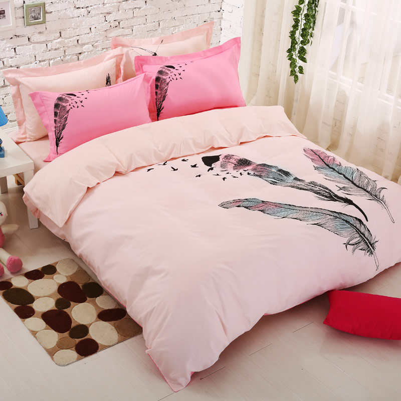 feather pattern duvet covers pink and white classical comforter sets luxury contemporary sheets soft holiday bedding sets