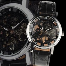 Winner negro matriz de corte manual mens de mesa para hombre reloj j216