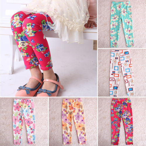 Lovely Baby Kids Girls Milk Wire Pants Flower Printed Trousers 2 7 Years Legging