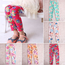 Lovely Baby Kids Girls Milk Wire Pants Flower Printed Trousers 2 7 Years Legging