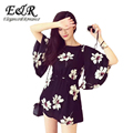 New 2016 Summer Women Dress Half Sleeve Flower Printed Sweet Loose Ladies Dresses Black White Mini