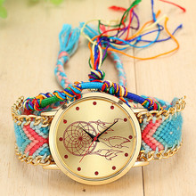 Vintage Women Geneva Watch Native Handmade Quartz Watch Knitted Dreamcatcher Friendship Watch relojes mujer 2015 BW