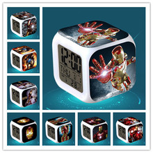 New Arrival Super Hero Iron Man Model Figure Toys The Avengers Peripheral Marvel Collection LED Clcok Alarm Child Gift