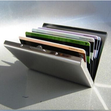 2015 New Stainless Steel Silver Men ID Credit Card Box Holder Metal Women Hasp Mini Wallet
