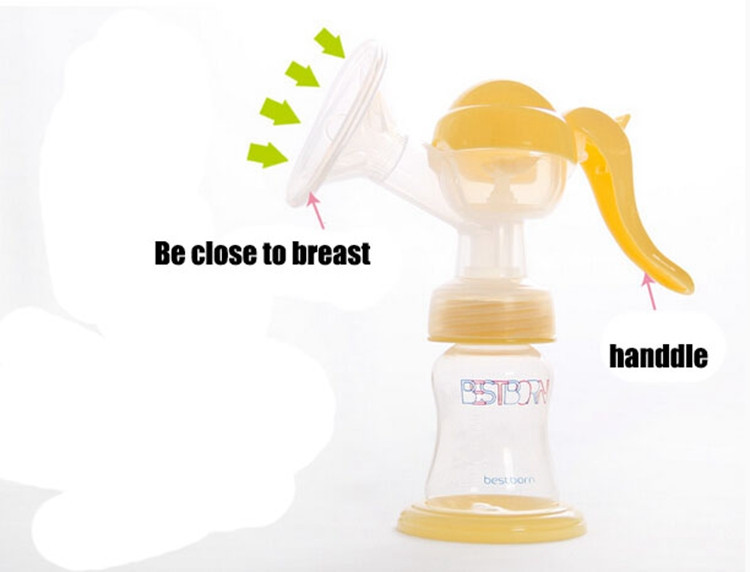 150ml Yellow Breast Pump Manual Baby Milk Bottle Squeezing Pump Safety Maternity Suck Chest Children Kids Breast Feeding (6)