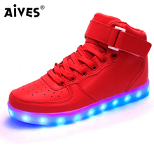 AIVES 2016 women lights up led luminous shoes high top glowing casual shoe with new simulation sole shoes for men Big Size 35-46