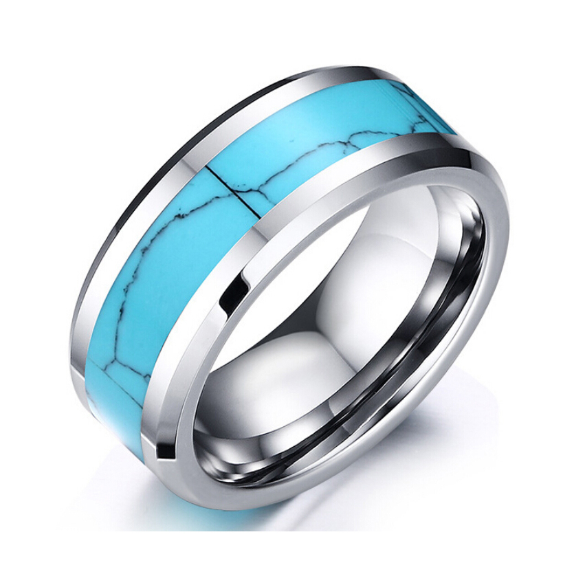 0 : Buy 8mm Tungsten Carbide Turquoise Ring Wedding Engagement Bands Ring For Men ...