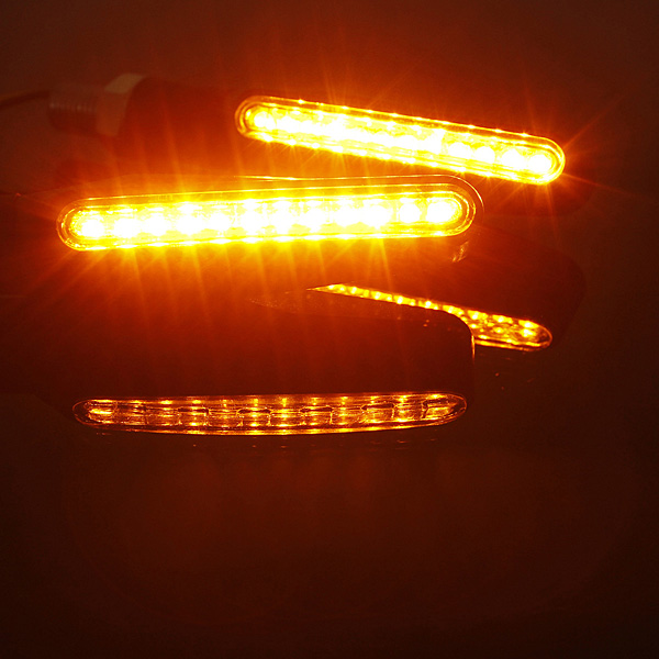 2x Universal Motorcycle Bike 12 LED Turn Signal Indicator Blinkers Light Amber Black Casing Housing