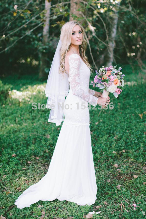 long sleeved beach wedding dress