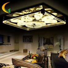 New crystal lamp rectangular living room lamp modern minimalist LED ceiling lighting creative bedroom lamp restaurant