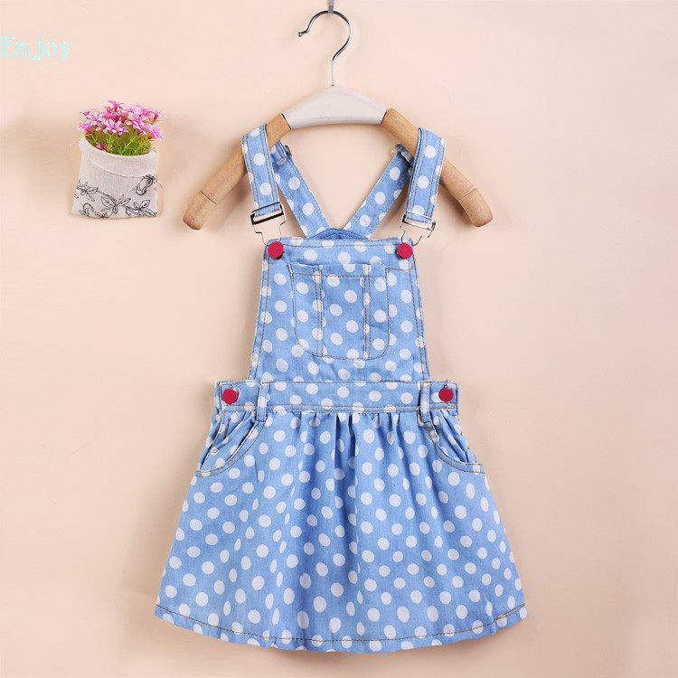 Brand New Kids Denim Dress 2016 Summer Style Baby girls Sundress Sleeveless Adjustable Girls Princess Dresses