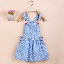 Brand New Kids Denim Dress 2016 Summer Style Baby girls Sundress Sleeveless Adjustable Girls Princess Dresses