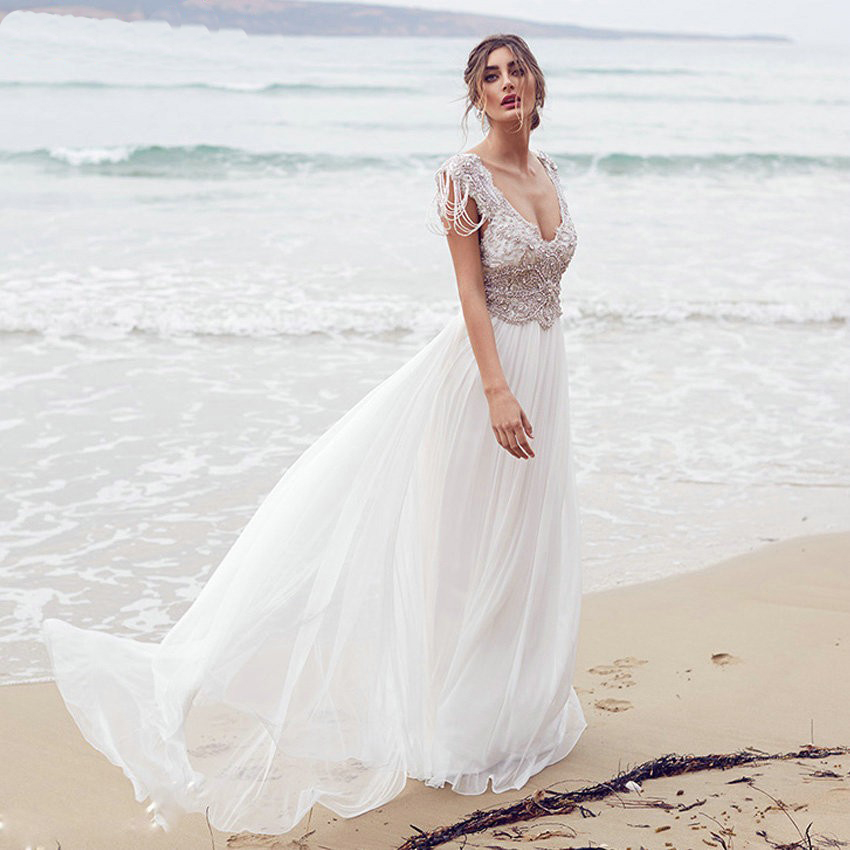 vestido de noiva 2015 Bohemian Beach Anna campbell wedding 