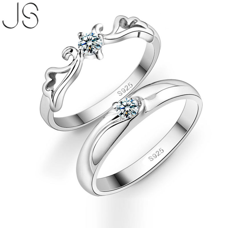 Korean Angle His and Hers Promise Ring Sets Rhinestone Couple Rings