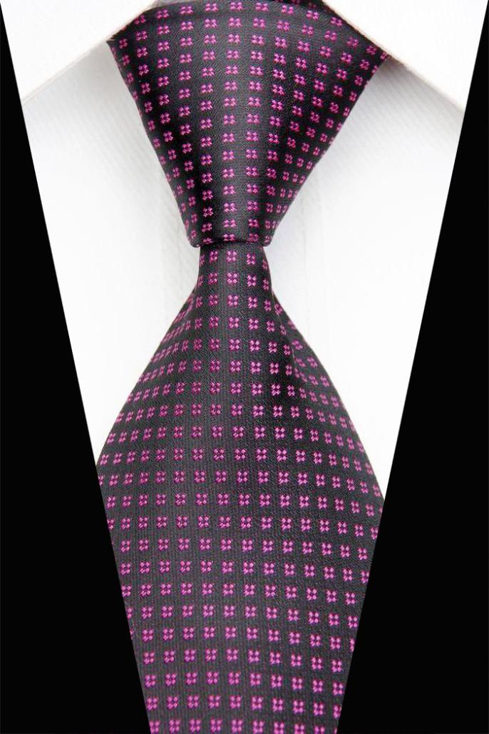 NT0625 Black Pink Flower Woven Mens Necktie New Silk Polyester Business Casual Wedding Fashion Knitted Ties