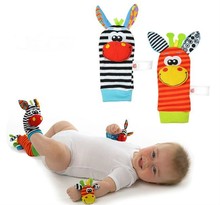 1Pc/2Pcs/4Pcs(2Pcs Socks+2Pcs Wrists)Hot New Infant Baby Kids Sock And Wrist Rattles Cute Intellectual Developmental Toys Animal