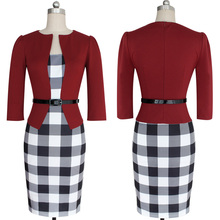 Newest Women s Sexy Bodycon Check font b Tartan b font Style Business OL Pencil Dress