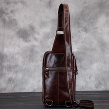 Men bags genuine leather chest pack fashion cowhide wax chest pack large Korean package men messenger