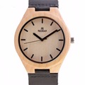 2016 Europe new popular style Men s maple Wooden watch import quartz Watch Real Leather Strap
