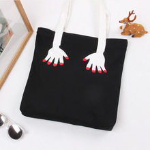 2016 Embroidery Fingers Red Nail Canvas Bag / Eco GIrls Women Shoulder Handbag Shopping Tote 37*40 cm Summer Hot bolsa compra