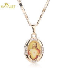 Women Men Cross Jesus Necklace Beads Jewelry Trendy 18K Real Gold Plated Pendant For Vintage Fine Statement Holiday Accessories